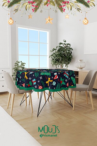 Moud's Τραπεζομάντηλο χωρίς αγκώνα με στρογγυλό καστόρι με χριστουγεννιάτικο ...