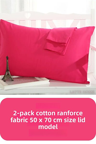 LATTE TEKSTİL Fetă de pernă din bumbac Fuchsia Ranforce - Pachet 2 Dimensiune 50x70 cm