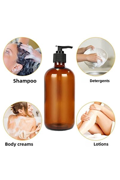 Tzc Desing Amber Glass Bottle Liquid Soap Hand Soap Dishwashing Liquid Shampoo Shower Gel Lotion Types 500ml 1 Piece