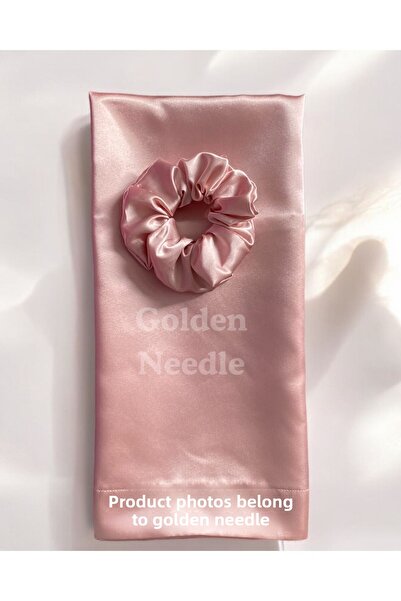 Golden Needle Ποιοτική Μεταξωτή Σατέν Μαξιλαροθήκη 50x70 εκ., Μεταξωτή Σατέν Πόρπη Πούδρα Ροζ