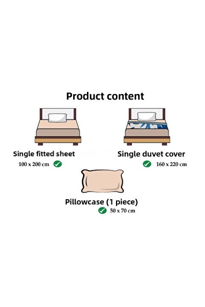 ELY PARKER Easy Iron Single Duvet Cover Set (100x200 Black Elastic Sheet+Quilt Cover+High Cover) White
