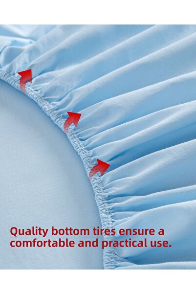 MODELHOME Blue Colored 100% Cotton Combed Fabric Single/Double Fitted Sheet (7 DIFFERENT SIZES)