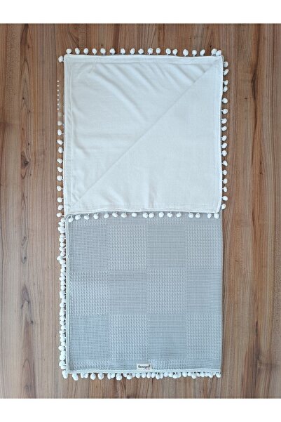 Tomuycuk Gray Baby Boy Blanket - 100% Cotton, Natural Organic, Double Sided Sleeping Blanket 86x86cm