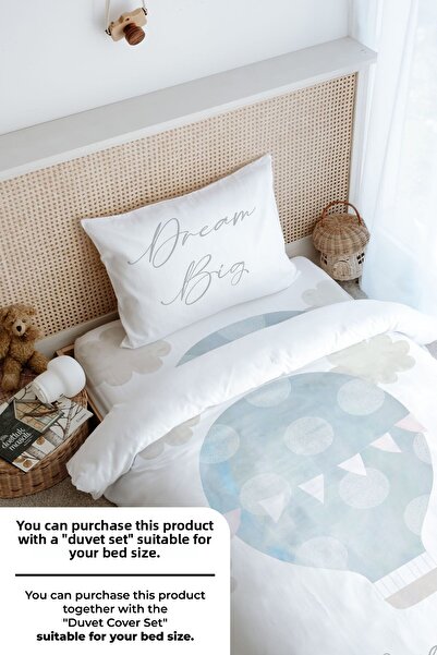Tuğba Kuğu Single Fitted Sheet Set - Pure Baby Series - Cloudy Blue Air Balloon