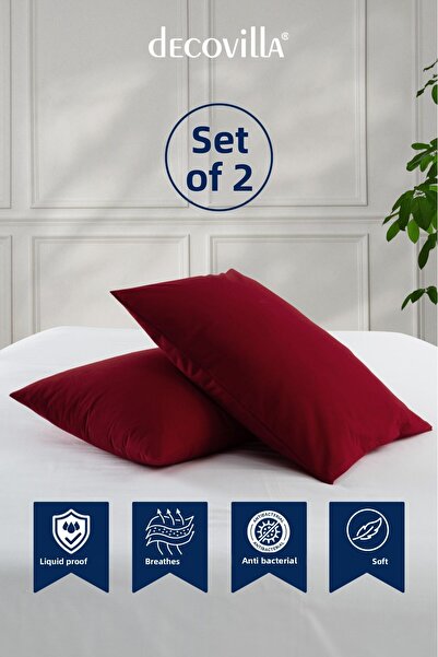 Decovilla Micro Zippered Pillow Mattresses Liquid Proof Set of 2 Pillow Protector 50X70