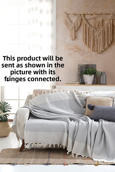 Lux Touch غطاء أريكة من القطن باللون الرمادي من بيرجاما - مقاس 170 × 210 سم وغطاء أريكة للأريكة