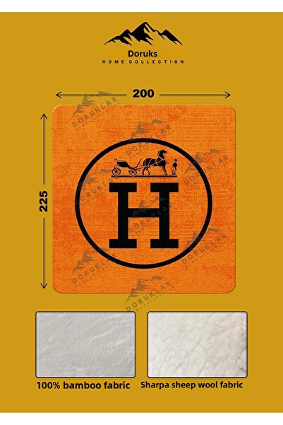 Doruklar Home Collection 100% Bamboo Fabric Decorative Modern Patterned Blanket