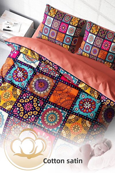 PerlaSera 3D Custom Design Duvet Cover Set - Tightly Woven Cotton Satin, Nakkaş Detailed, Double
