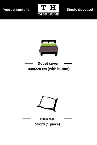 Tabu Home Σετ Παπλωματοθήκη Μονή Βαμμένη με νήματα Ανθρακί