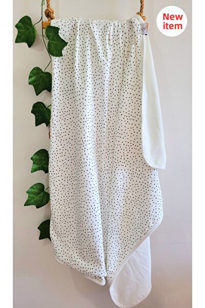Alpar Tekstil Soft Cotton Double Layer Combed Baby Girl-Boy Swaddle Blanket / Black Spotted