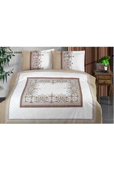 The Fabric Beige Flamingo Double Pompom Blanket Duvet Cover Set