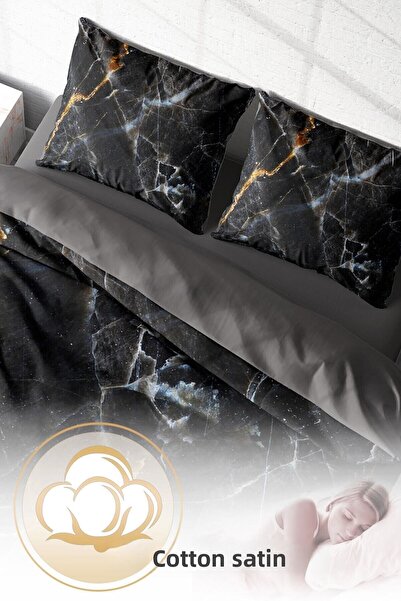 MonoHome King Size Lux Marble 3D Cotton Satin Double Duvet Cover Set 220X240Cm
