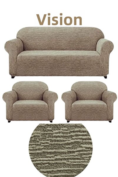 FurkanTicaret 3+1+1 плетен калъф за диван от жакард - еластичен и гъвкав, може да се пере