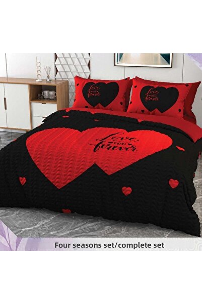 BEYZADE HOME طقم غطاء لحاف مبطن ثلاثي الأبعاد للفصول الأربعة 6 قطع 100% قطن س...