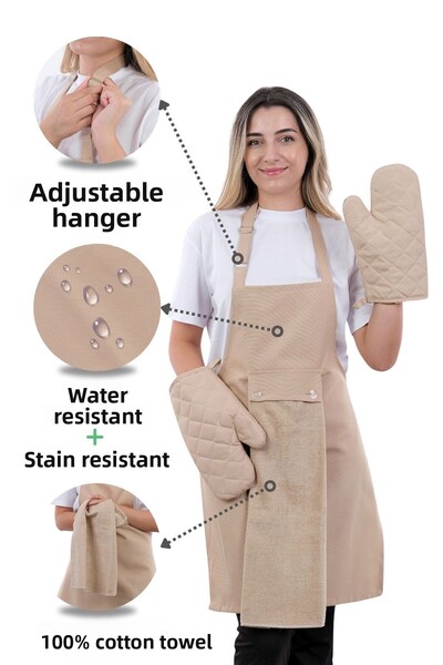 sevilya 4-Piece Star Adjustment Towel Kitchen Apron Set - 2 GLOVES