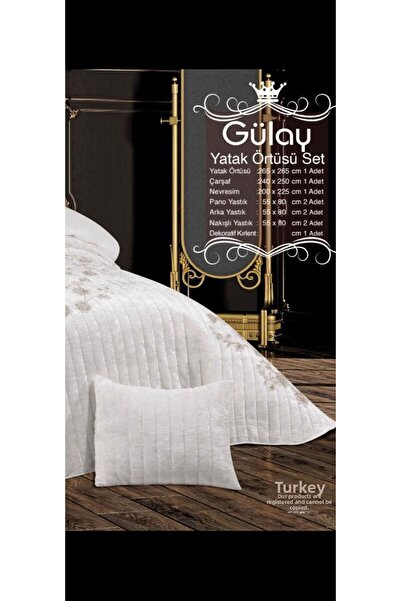 baladı home ev tekstil home collection Double Lace Bedspread - 10 Pieces, King Size Dowry Box