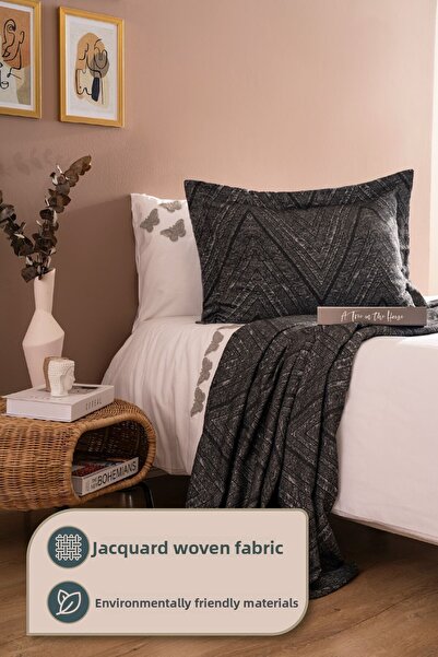 Odamoda Ada Single Bed Cover Set ANTHRACITE Daily Multi-Purpose Pique Cover Set - Stylish Box and Package
