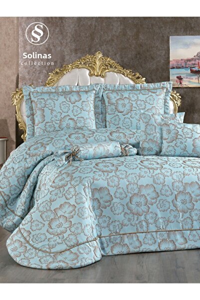 Solinas Collection Elegante Rosalina Blue - Mink Double Bedspread