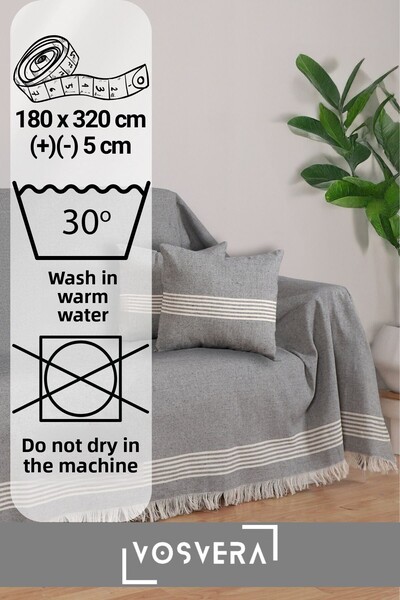 vosvera Husă de canapea din bumbac 180x320 cm cu set cadou 2 bucăți husă de pernă 40x40 cm