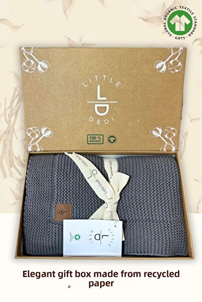 Next Baby Little Dedi Alina Baby and Kids Blanket - Organic Cotton, Anthracite, 80X100