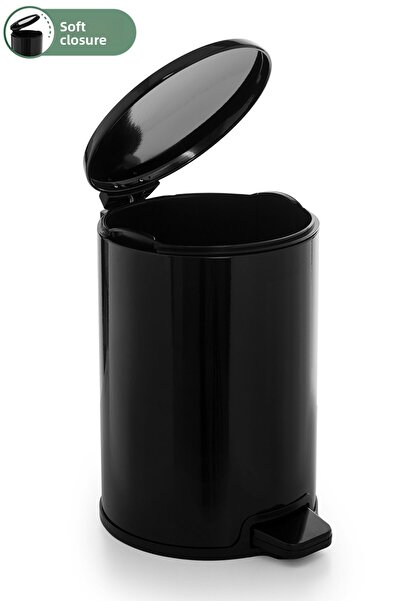 Prima Nova Cigo 12 Lt Black Trash Can - with Pedal, for Kitchen, Office