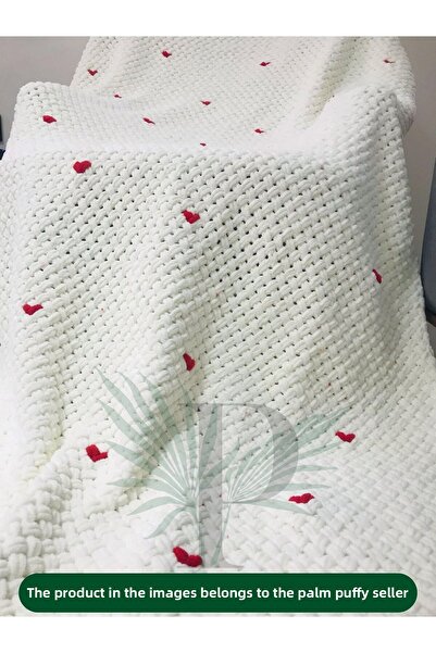 Alize بالم منتفخ كريم ناعم مضفر / بطانية مفردة وتلفزيون وطفل