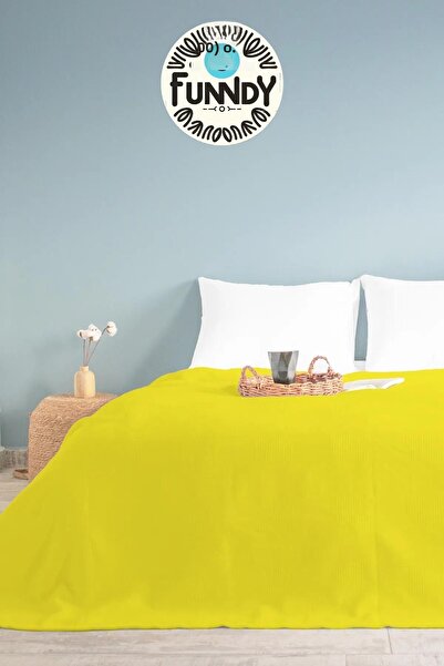 FUNNDY Yellow Checkerboard Patterned Single Pique - Checkered Hotel Pique 160x230