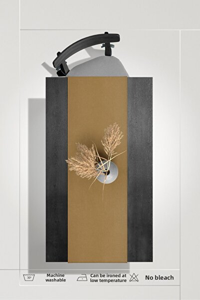 MARİTSA Gold Laceless Velvet Textured Runner - Stain-Proof and Crease-Proof Cover