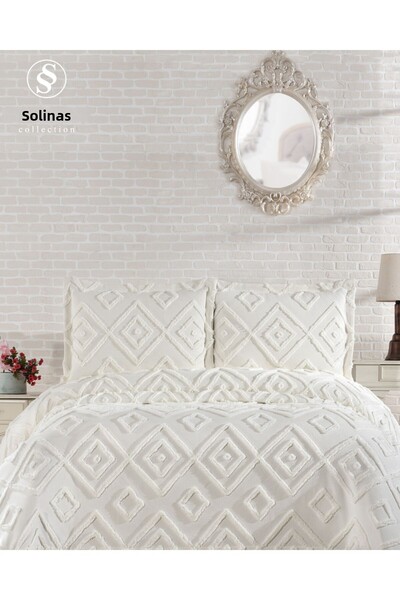 Solinas Collection Larin Cream King Size Thin Pique Bedspread (270 cm X 260 cm)
