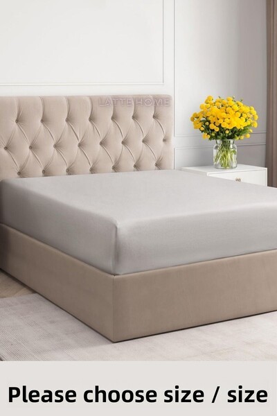 LATTE TEKSTİL Gray 100% Cotton Combed - Fitted Elastic Sheet Single/Double/King Size