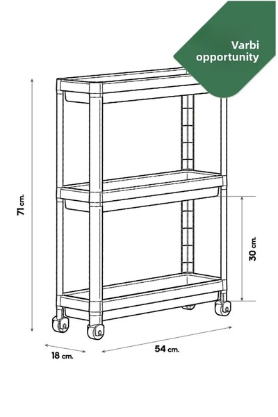 Varbifırsat وحدة رفوف دوارة نحيفة من 3 طبقات باللون الأبيض، رف الحمام، رف المطبخ، طاولة تقديم، منظم