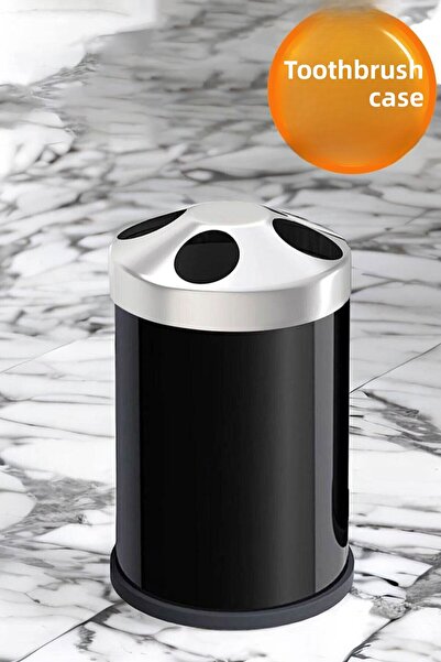 Badem10 Κουτί θήκης οδοντόβουρτσας μπάνιου μεταλλικό κουτί οδοντόβουρτσας μαύρο
