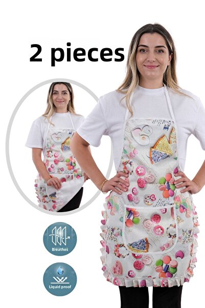 sevilya Jarse Frilly Double Pack Liquid Proof Waterproof Kitchen Apron