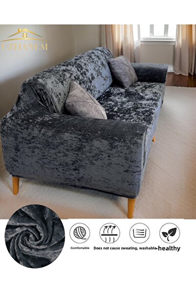 uzhanem غطاء أريكة من القماش المخملي - غطاء أريكة وغطاء منزلي مضاد للبيلينغ و...