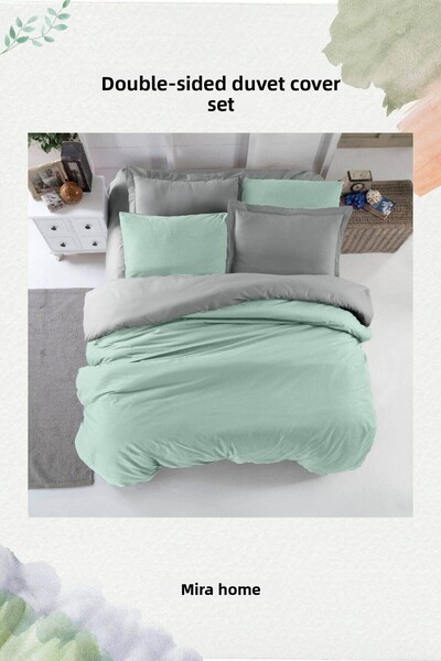 Mira Home Комплект двоен плик за завивка, памучен двустранен чаршаф с фина об...