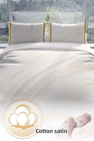 PerlaSera Λευκό 3d βαμβακερό σατέν σετ διπλό παπλωματοθήκη