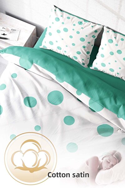 PerlaSera 3D Custom Design - Double Duvet Cover and Polka Dot Set, Tightly Woven Cotton Satin