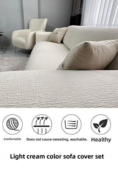 Faiend Jacquard 3 3 1 1 Cream Color Elastic Seat Cover Sofa Sofa Bed Cover Seat Cover Set