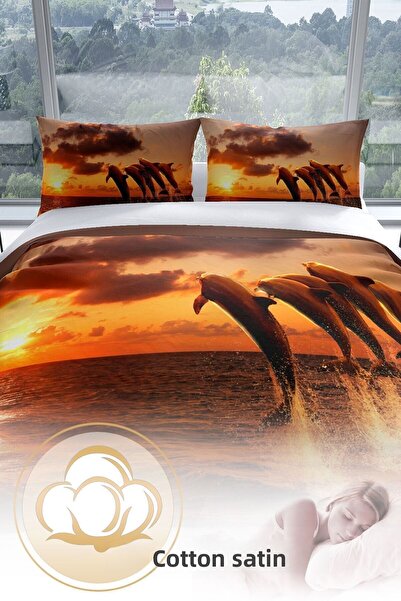 PerlaSera Dolphin1 3d Cotton Satin Double Duvet Cover Set