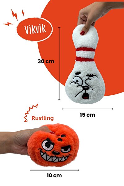 Havhav Bowling Themed Dog Toy Set, 2 Pieces of Squeaky Plush Dog Toy, Dog Tug of War Game