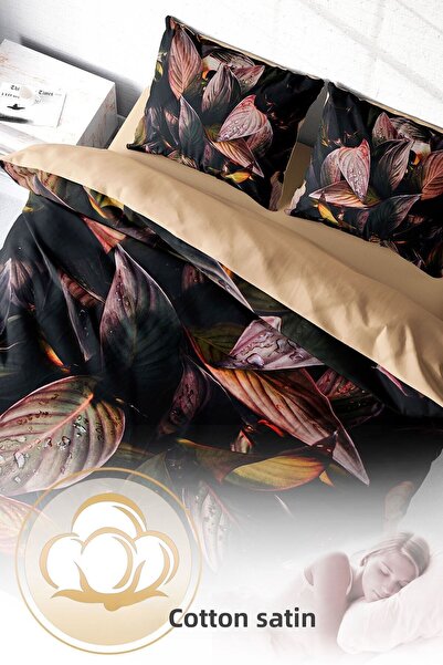 PerlaSera 3D Custom Design Duvet Cover Set - Tightly Woven Cotton Satin, Fall Leaves Double