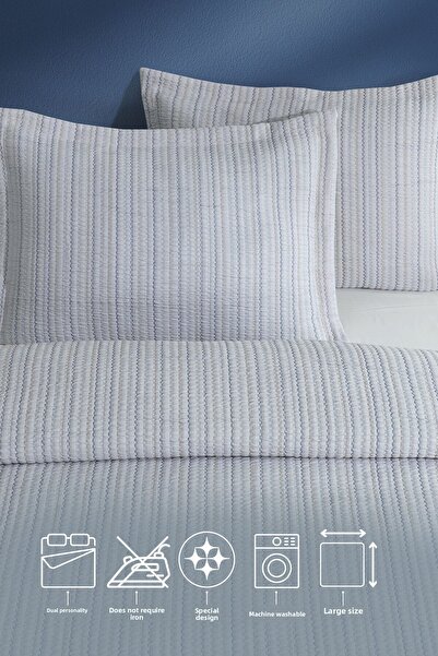 Elart Stripe Bedspread Double Size (240X250 cm) Gray