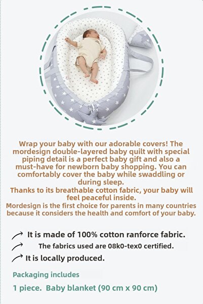 mordesign Double Layer Baby Blanket, Swaddle Blanket for Newborn, Stars Series, Gray