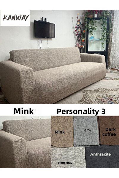 kanway غطاء أريكة جاكار عادي 3 مقاعد / غطاء مقعد مرن / غطاء أريكة سرير / غطاء...