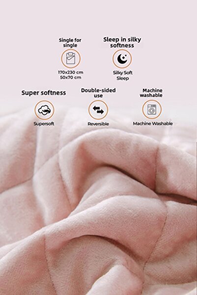 Evlen Home Collection Quilted Velvet Bed Cover Set Single Super Soft 2 Pieces Soft Fiber Filled Dowry Powder