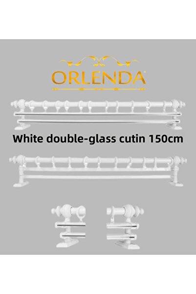 Orlenda Σωλήνας Αλουμινίου Ρουστίκ Κουρτίνας Κρεμάστρα Διπλής Ράγας με Λευκή ...