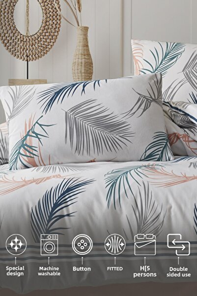 Elart Duvet Cover Set Ranfors Double 4 Piece Helen Powder