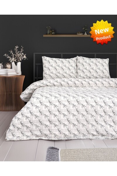 Sares Home طقم سرير مفرد أسود اللبلاب بنمط الأزهار (بدون ملاءة)