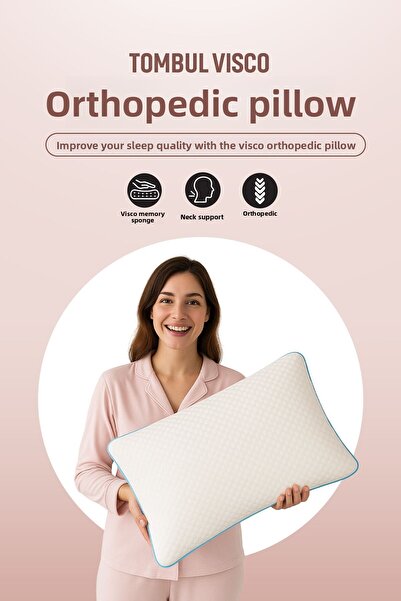 Viscomina Pernă plină de somn ortopedică, căptușită și confortabilă cu suport pentru gât înalt-60x40