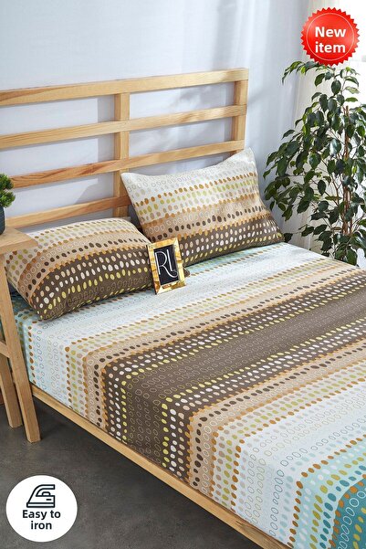 Ricco Lifes طقم ملاءات مطاطية من الأناضول، غطاء وسادة قطني، مفرد، مزدوج، كبير...